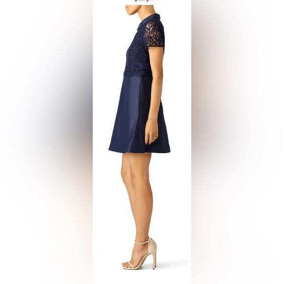 ERIN Erin Fetherston Elegant Navy Lace detailed Dress, US12 - Picture 2 of 13